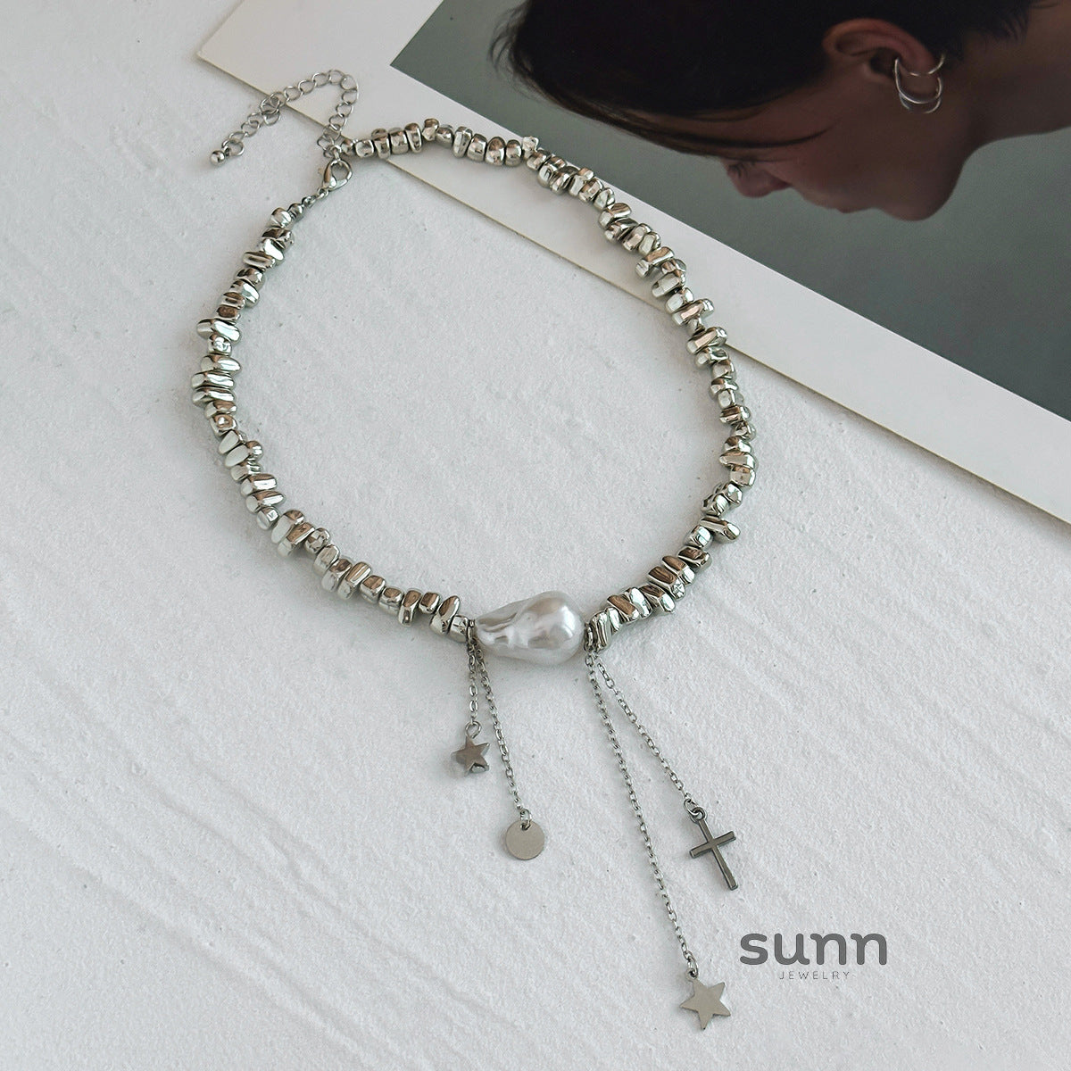 Aiya Irregular Pearl Heart Necklace [5G6DBP0W]