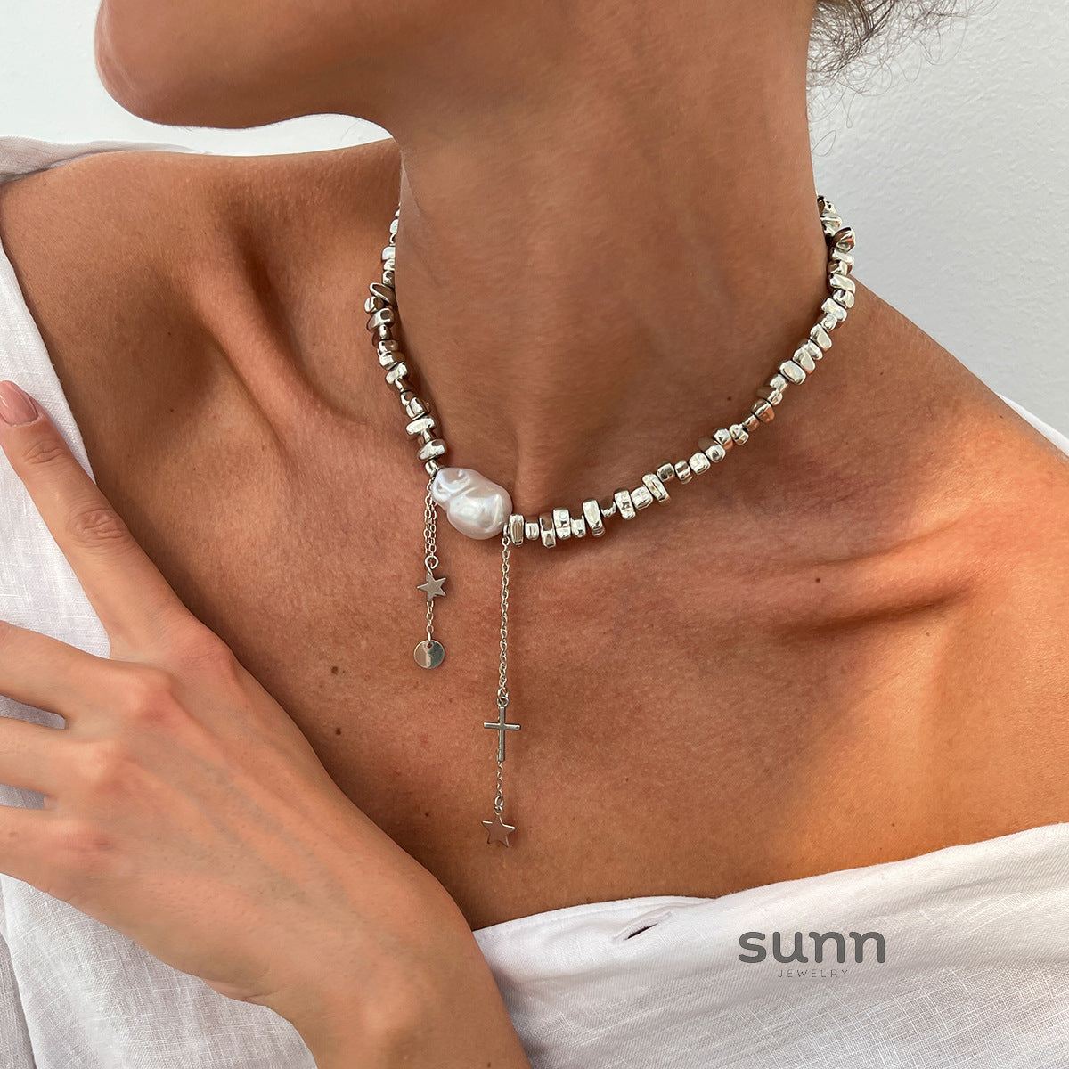 Aiya Irregular Pearl Heart Necklace [GXDC1YNK]