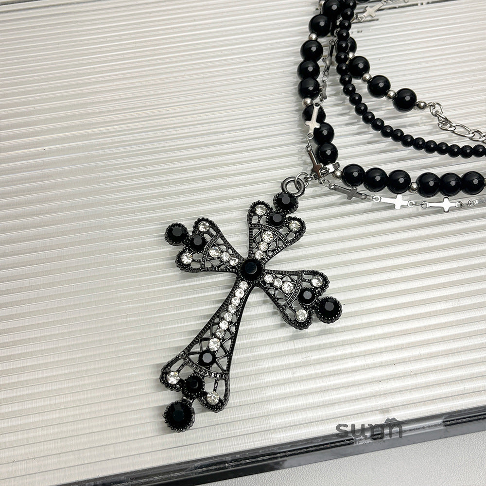 Ajla Layered Pearl Cross Necklace [8I7BOD7Q]