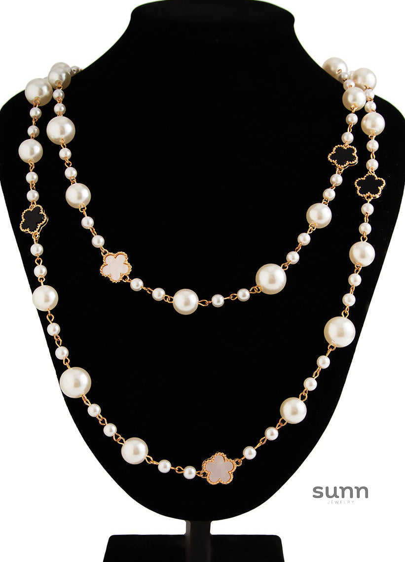 Akayla Layered Pearl Flower Necklace [7TKLL38H]