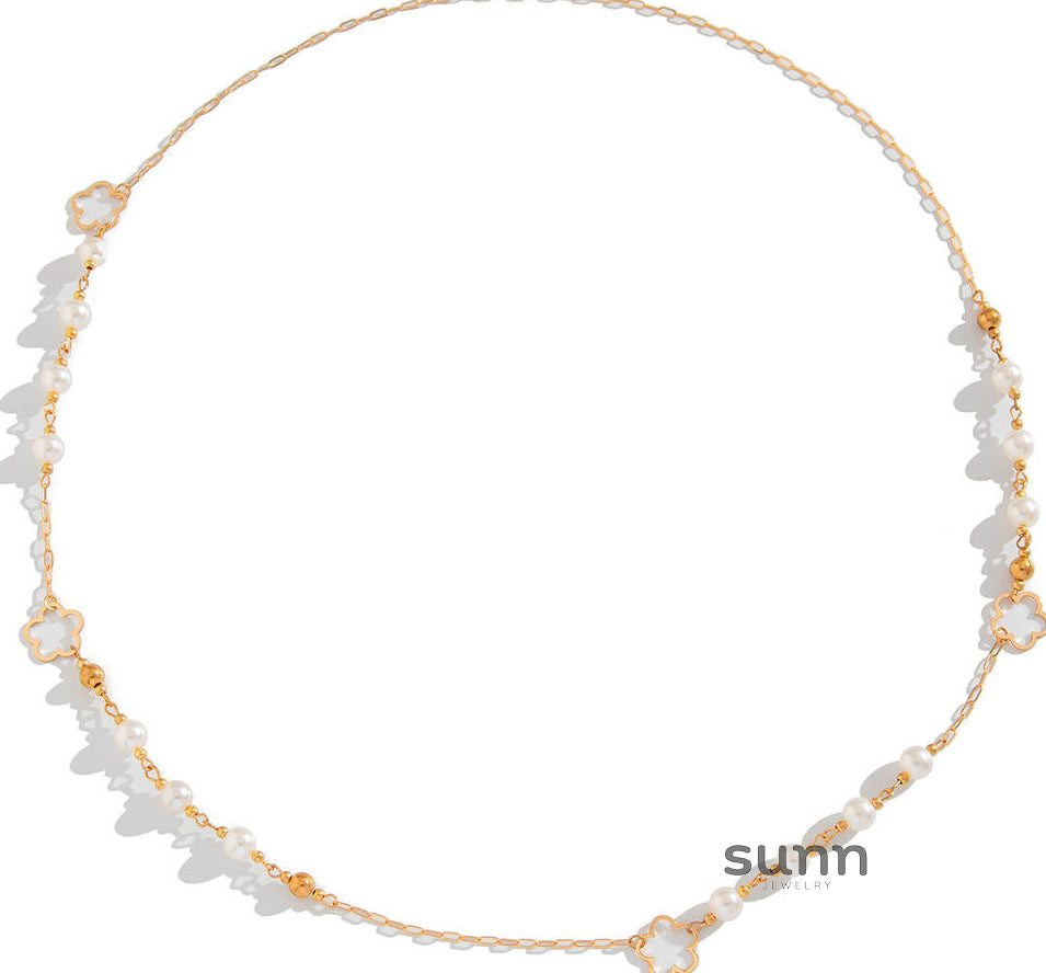 Akayla Layered Pearl Flower Necklace [JXY1F4EI]