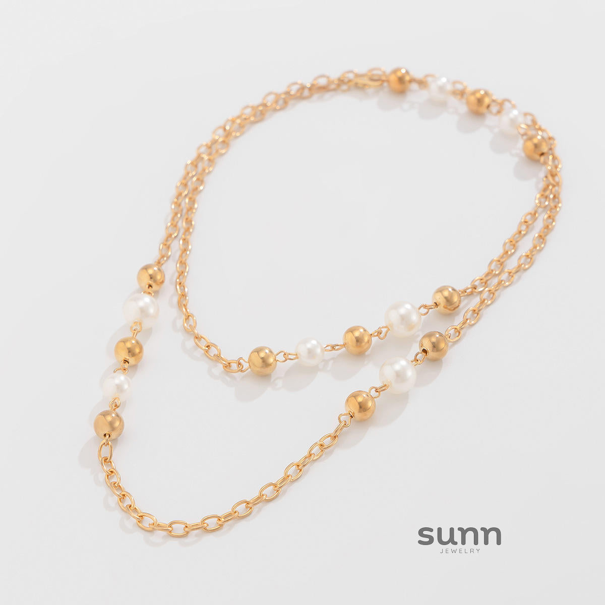 Akayla Layered Pearl Flower Necklace [1G25ATF1]