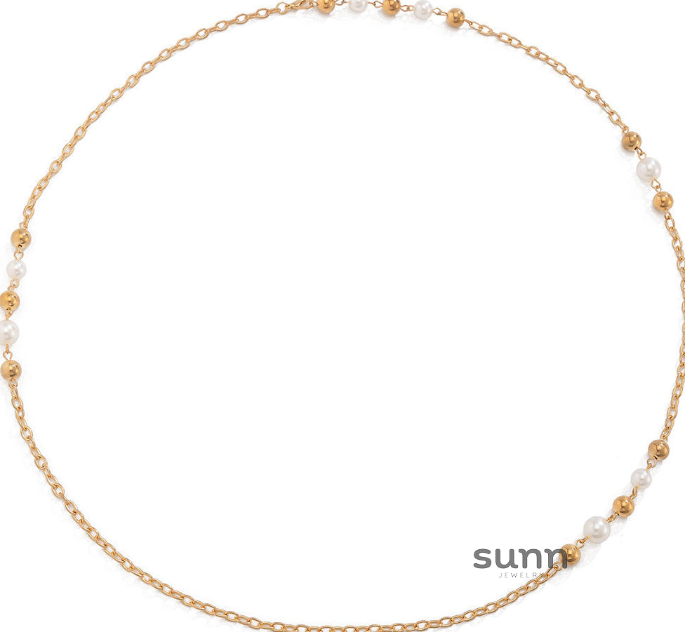 Akayla Layered Pearl Flower Necklace [9BU0SJPL]