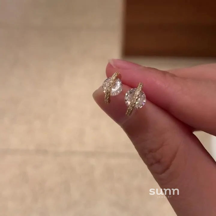Akayla Sparkling Planet Stud Earrings