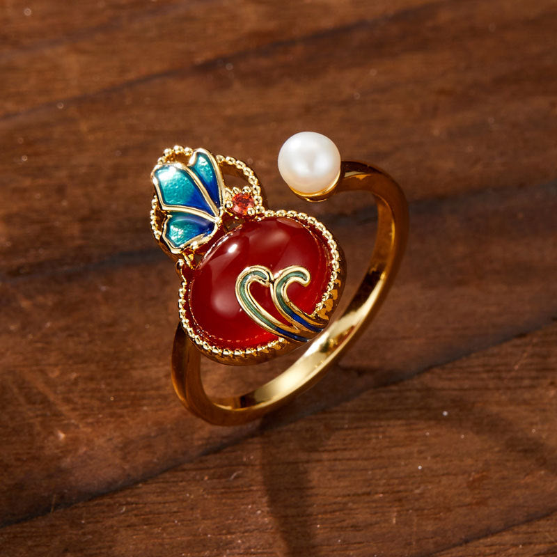 Akira Gourd Agate Pearl Ring [NF4CE6BH]