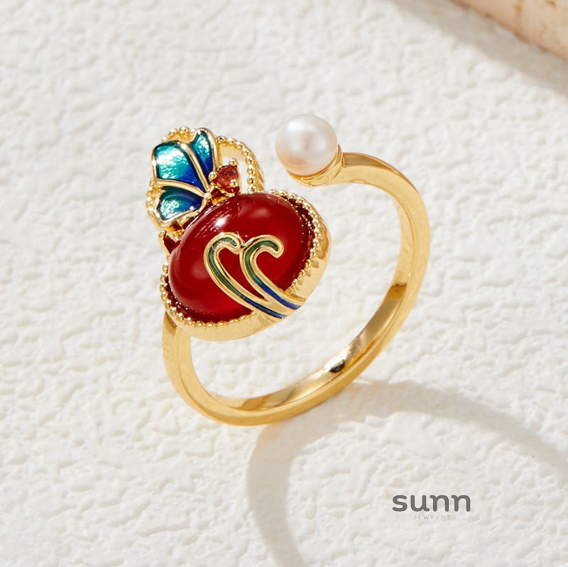 Akira Gourd Agate Pearl Ring [M68TYU6Y]