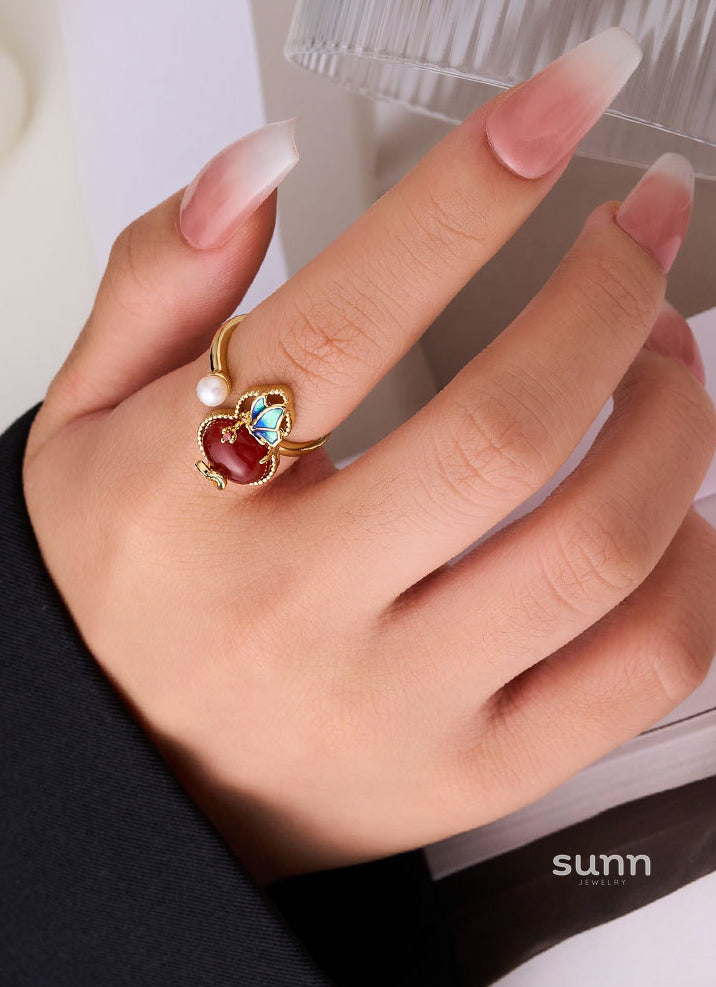 Akira Gourd Agate Pearl Ring [YM0QR0ZD]