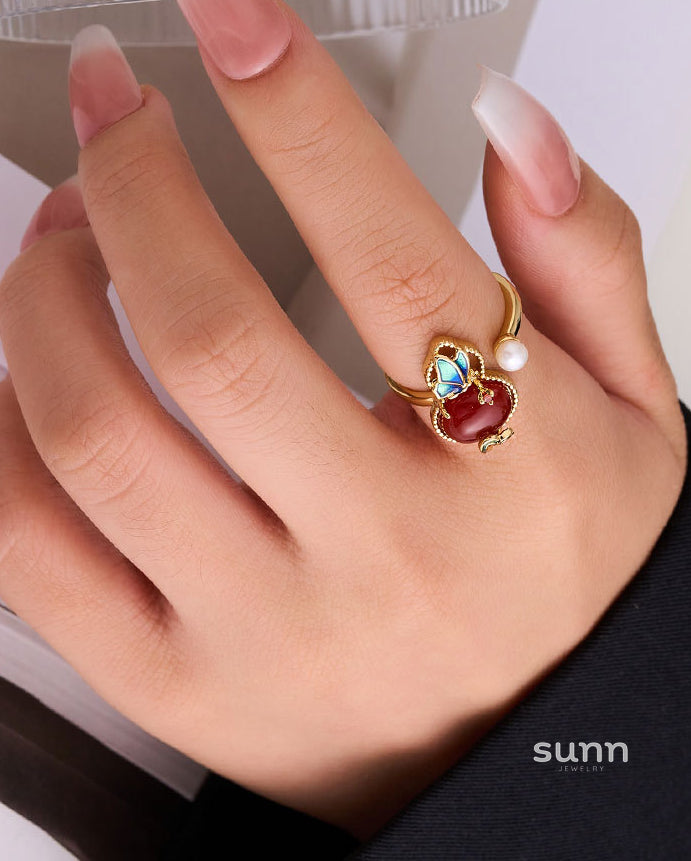 Akira Gourd Agate Pearl Ring [J8GSHATU]