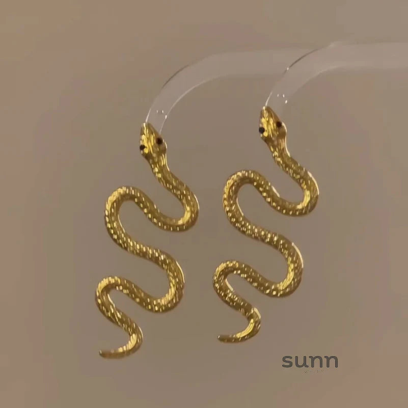 Akshara Gold Serpent Drop Earrings