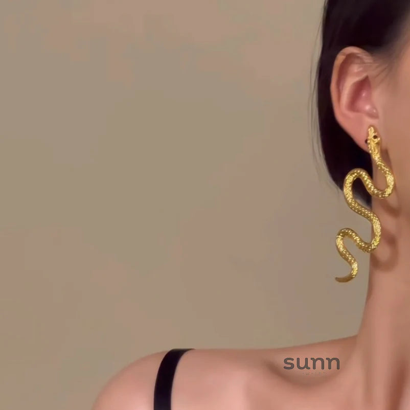 Akshara Gold Serpent Drop Earrings