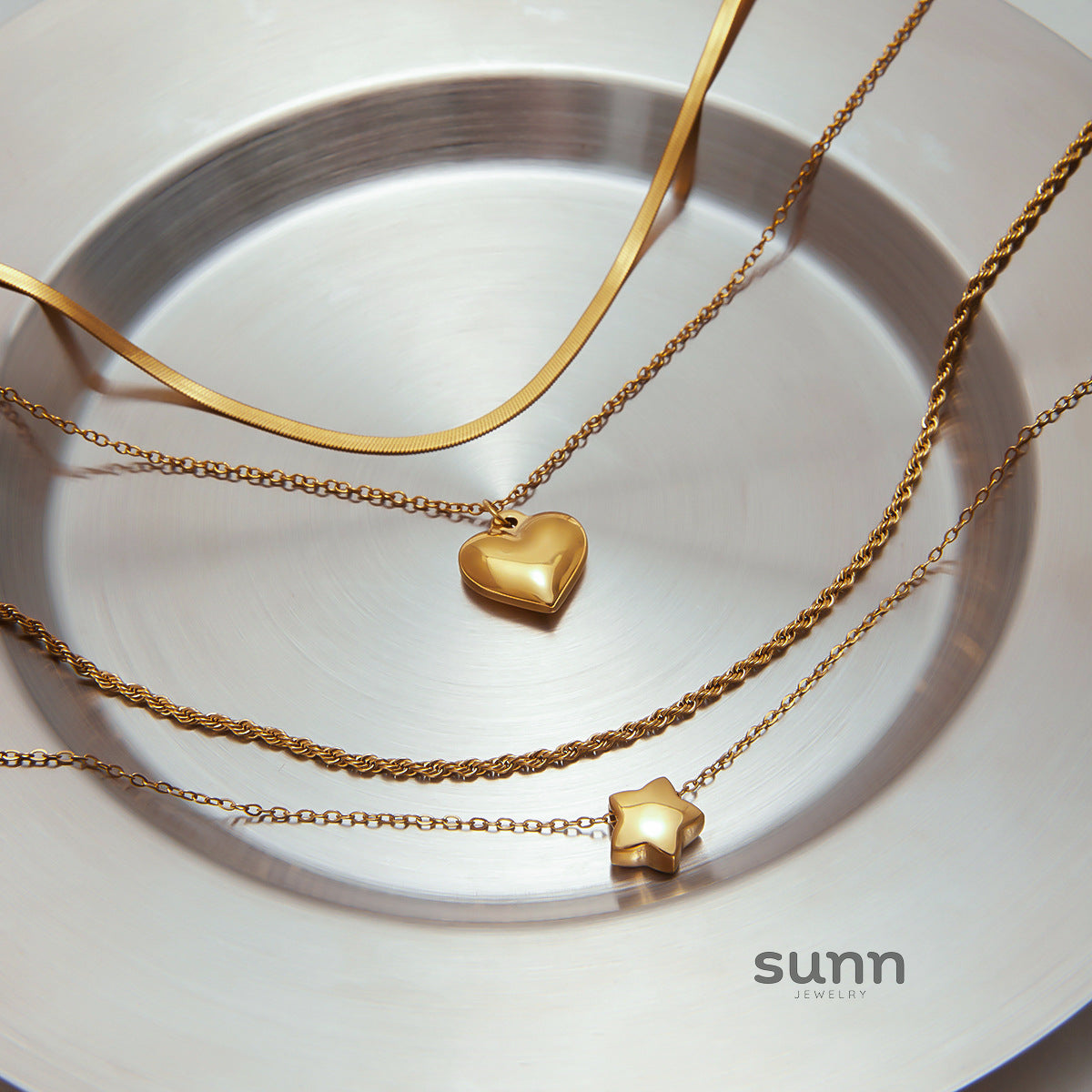 Alaa Multi-layer Heart Necklace [OTGW3FGC]