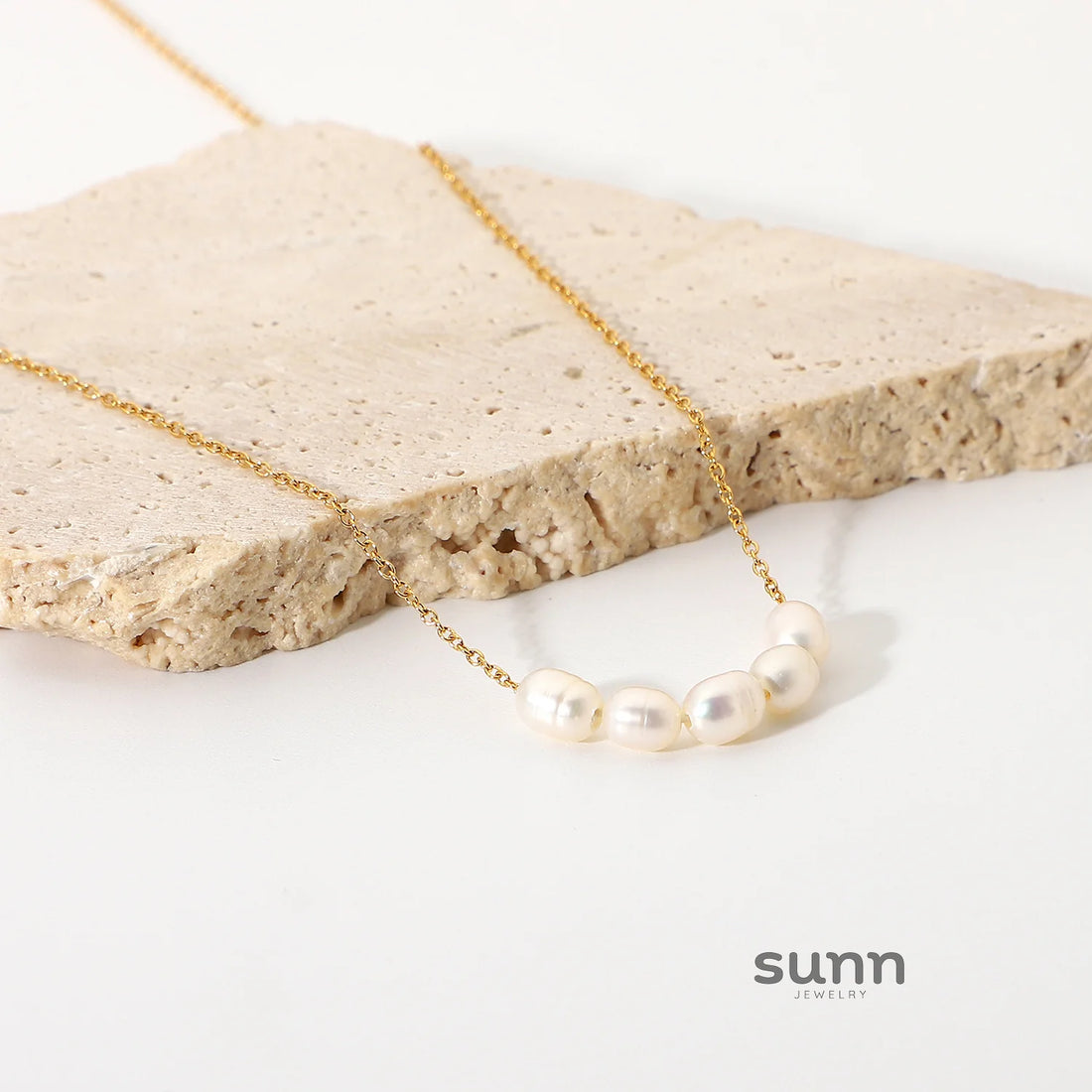 Alainna Gold Layered Pearl Necklace