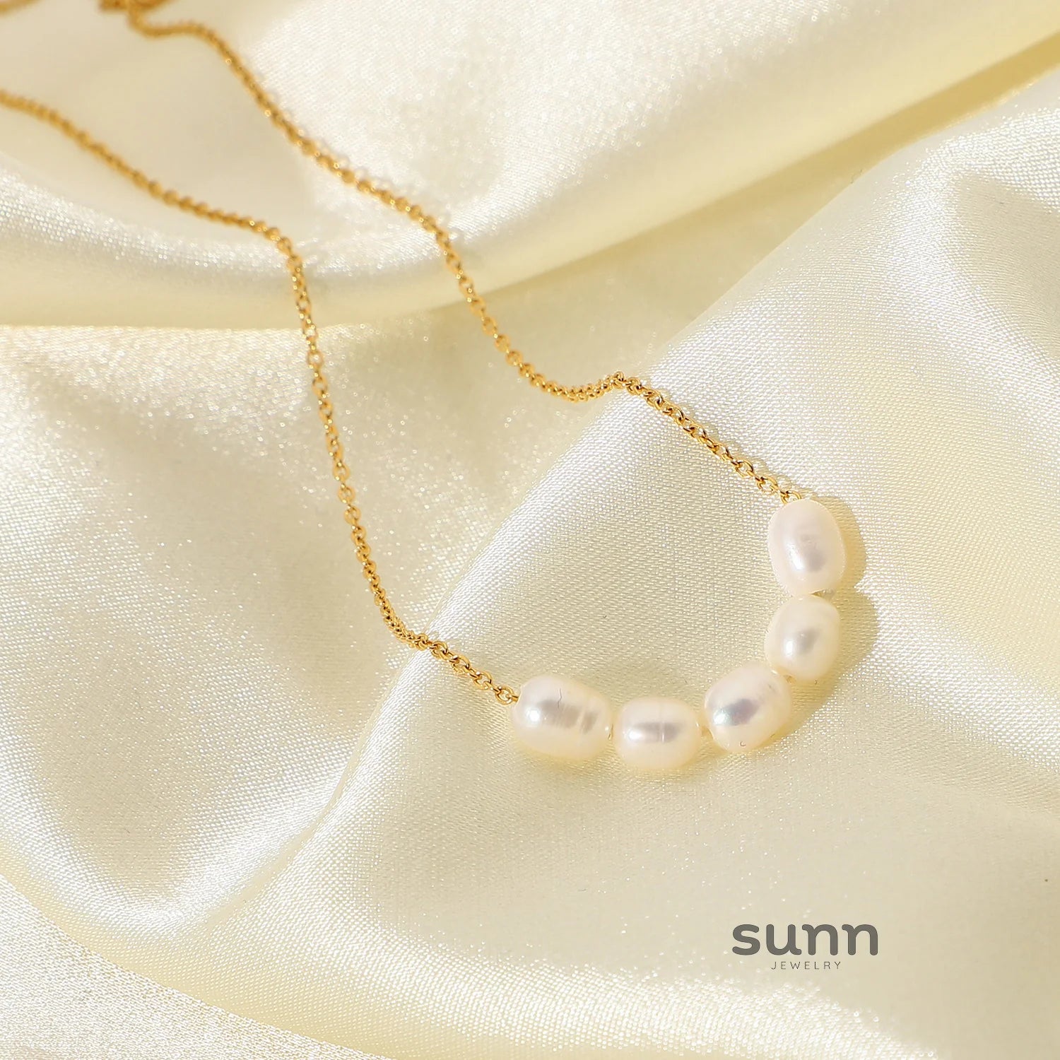 Alainna Gold Layered Pearl Necklace