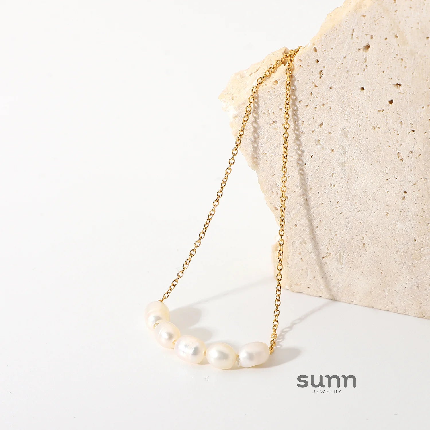 Alainna Gold Layered Pearl Necklace