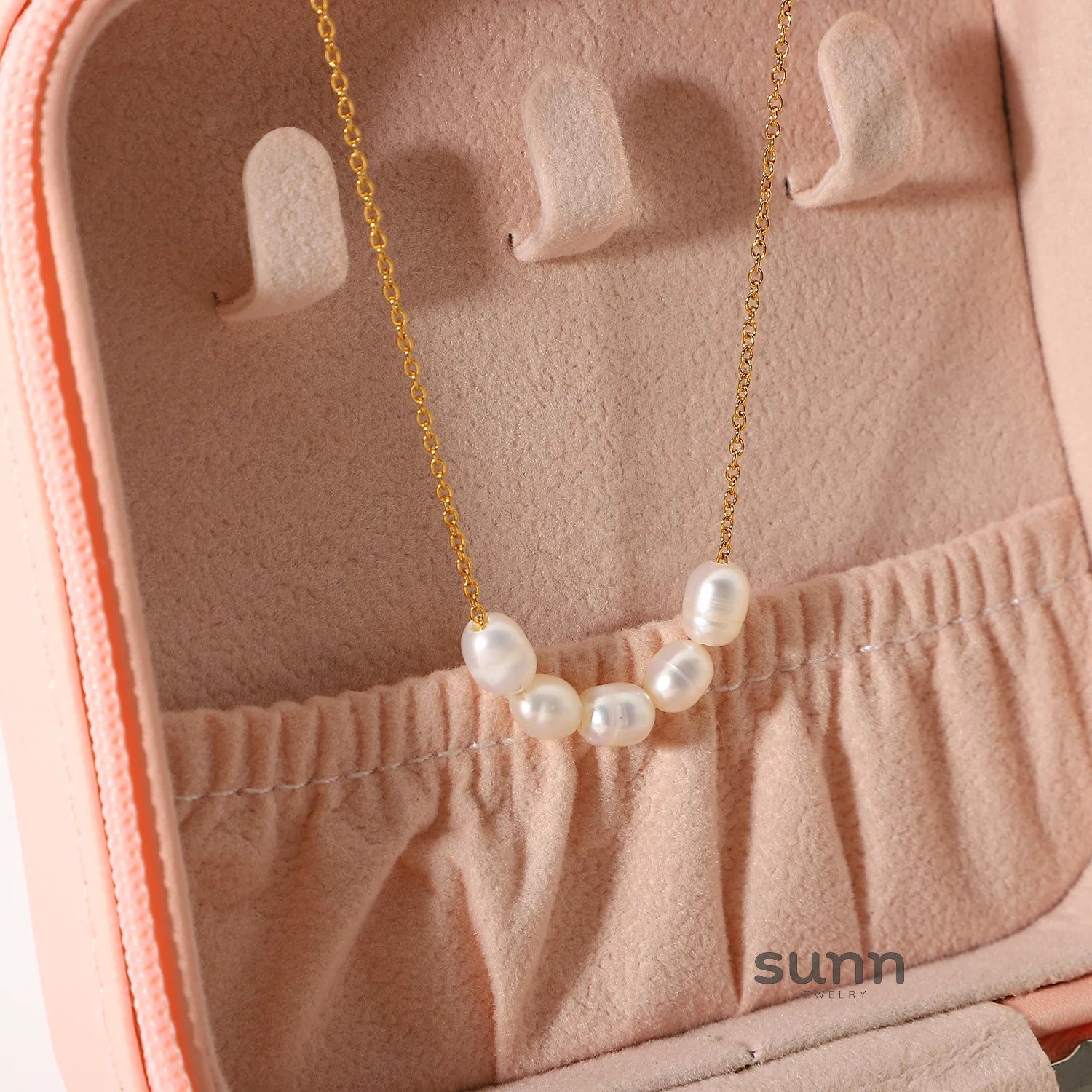 Alainna Gold Layered Pearl Necklace