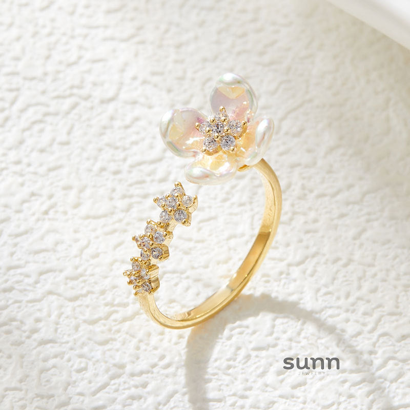 Alania Iridescent Flower Open Ring [OD9HSRSV]