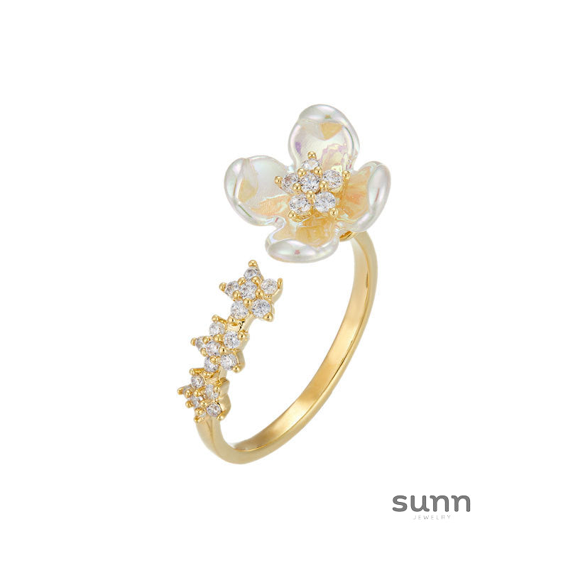 Alania Iridescent Flower Open Ring [XC002M24]
