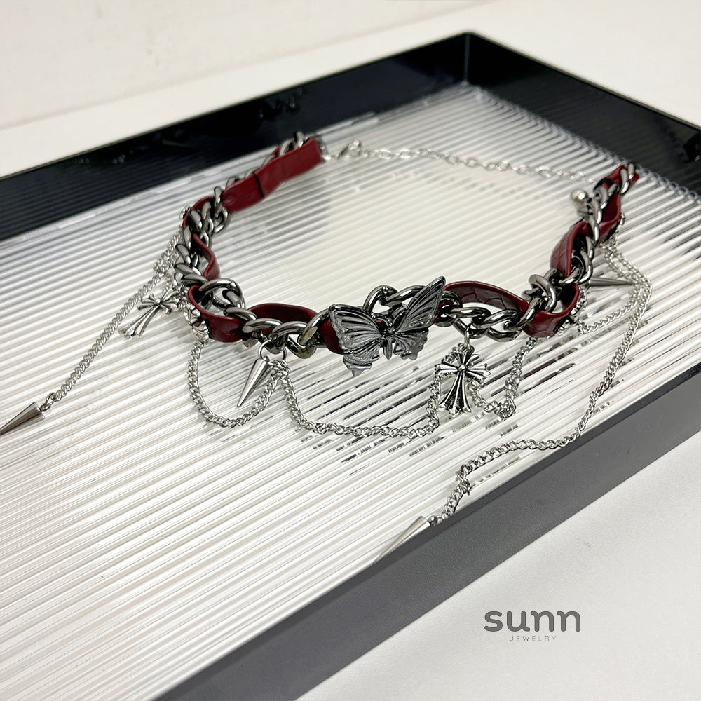 Alanis Leather Butterfly Choker [FCYUEO4E]