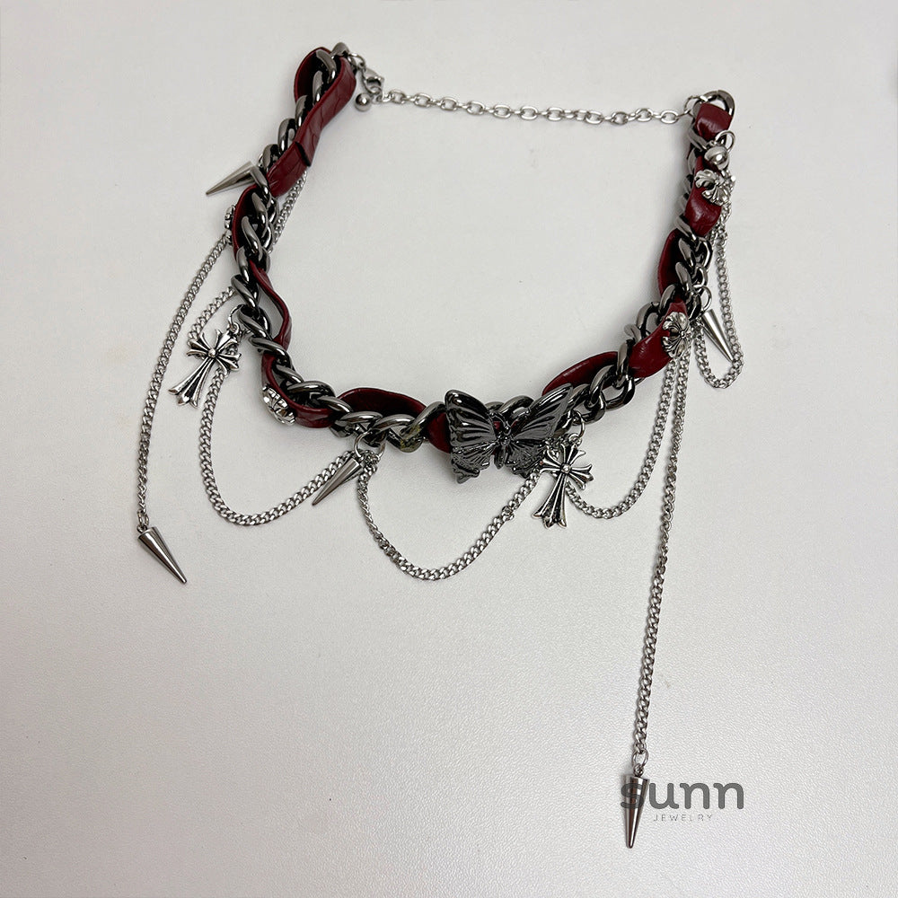 Alanis Leather Butterfly Choker [A4JSF1Y6]