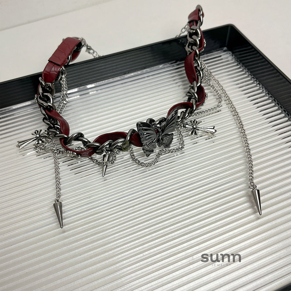 Alanis Leather Butterfly Choker [BSEBZ1KL]
