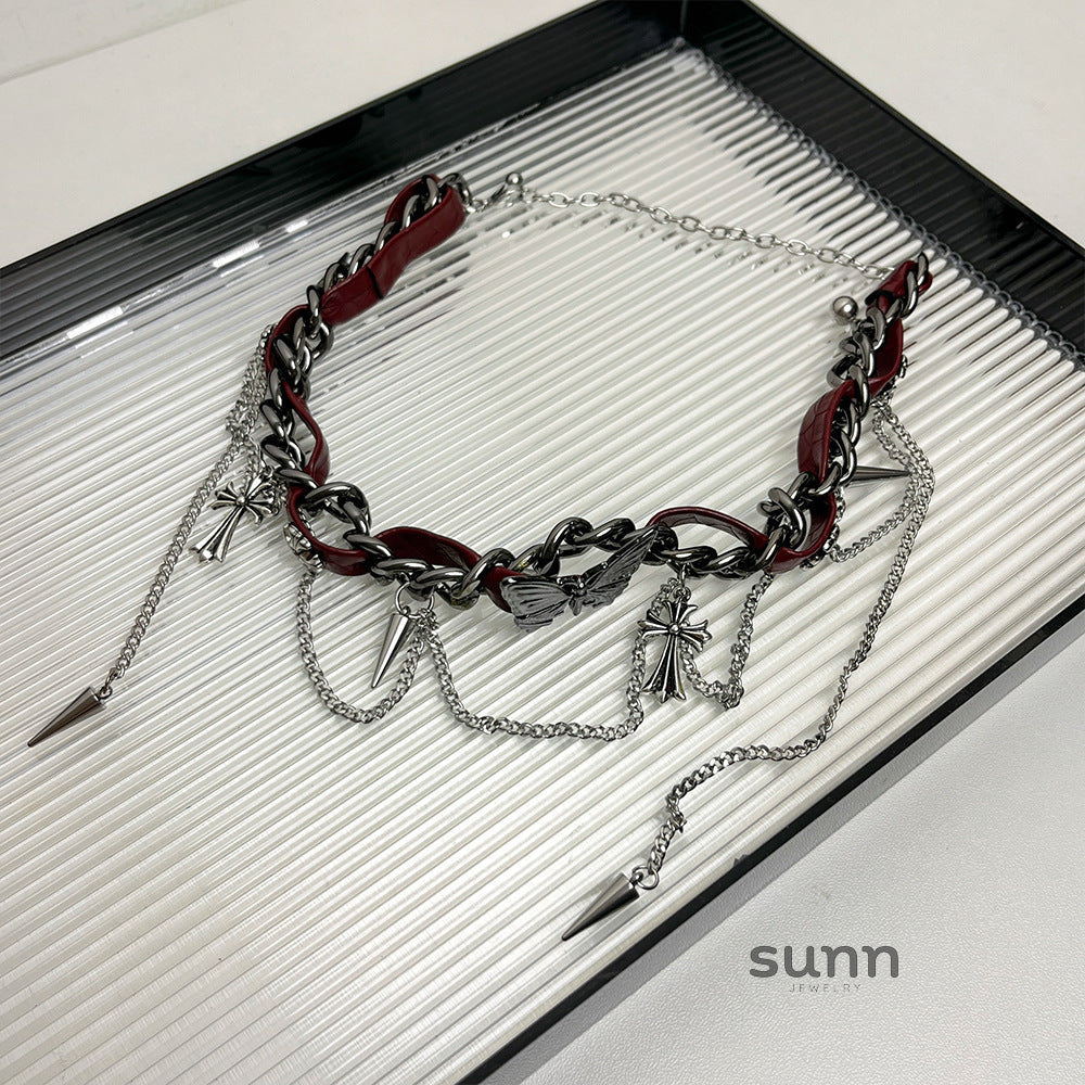 Alanis Leather Butterfly Choker [DCUJLAAH]
