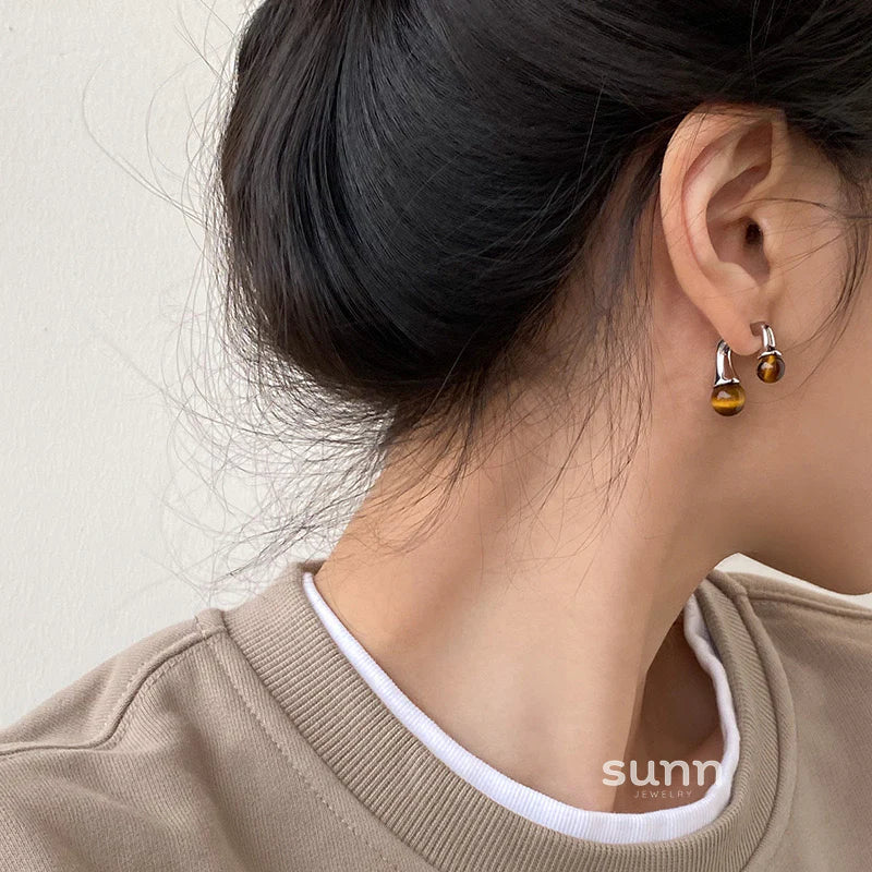 Alanna Dual Tiger Eye Earrings