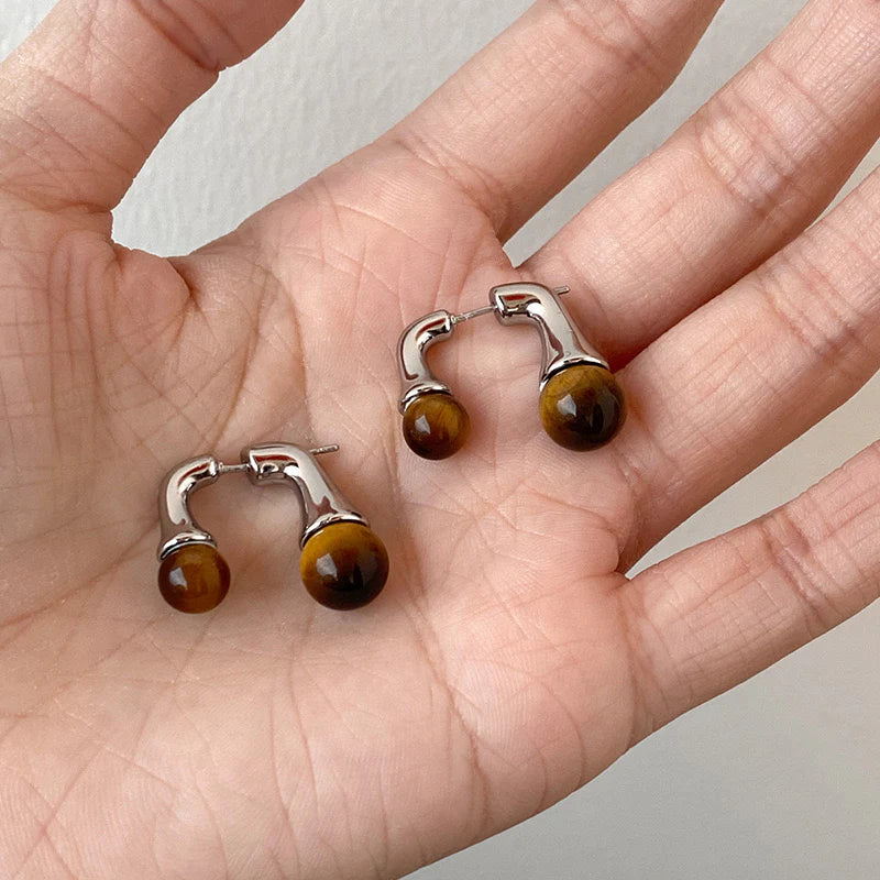 Alanna Dual Tiger Eye Earrings