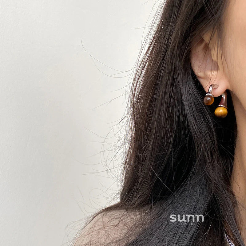 Alanna Dual Tiger Eye Earrings