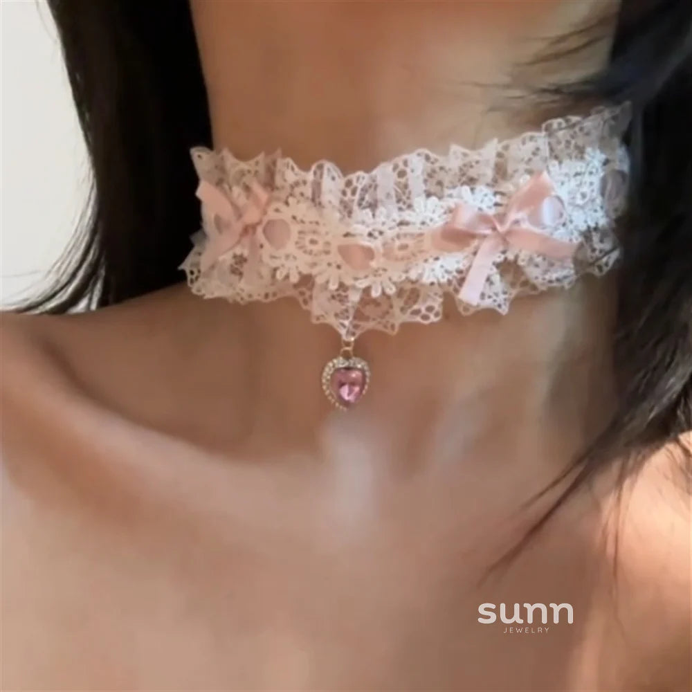 Alaya Pink Lace Choker
