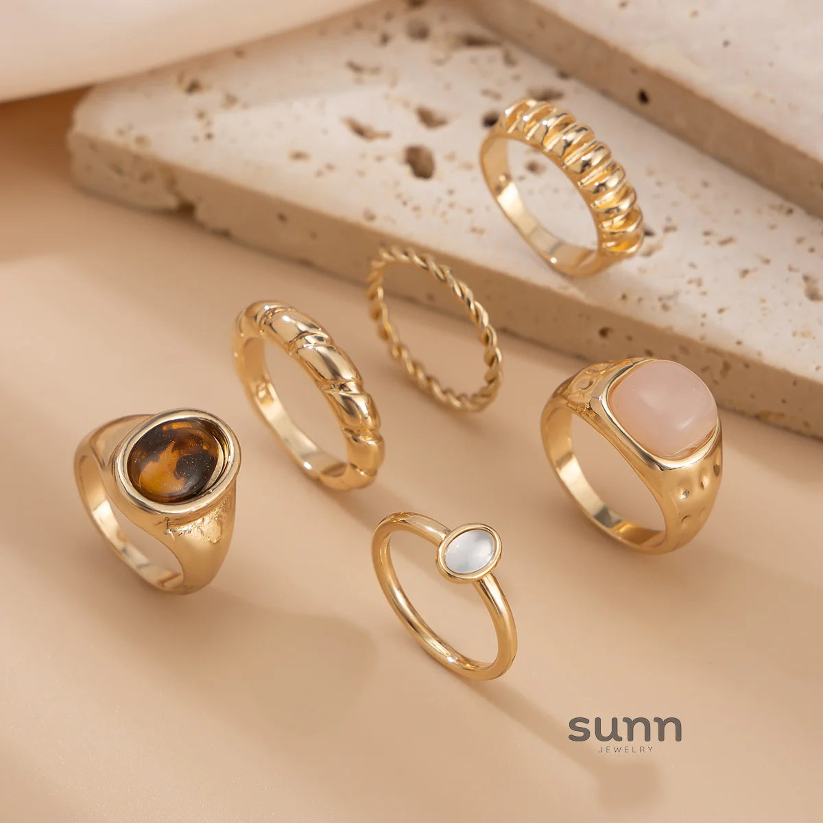 Aleana Irregular Gemstone Rings