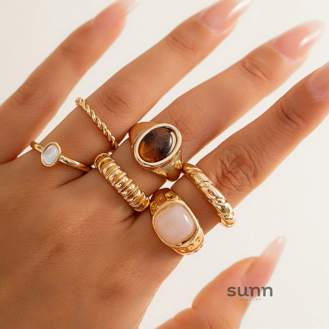 Aleana Irregular Gemstone Rings