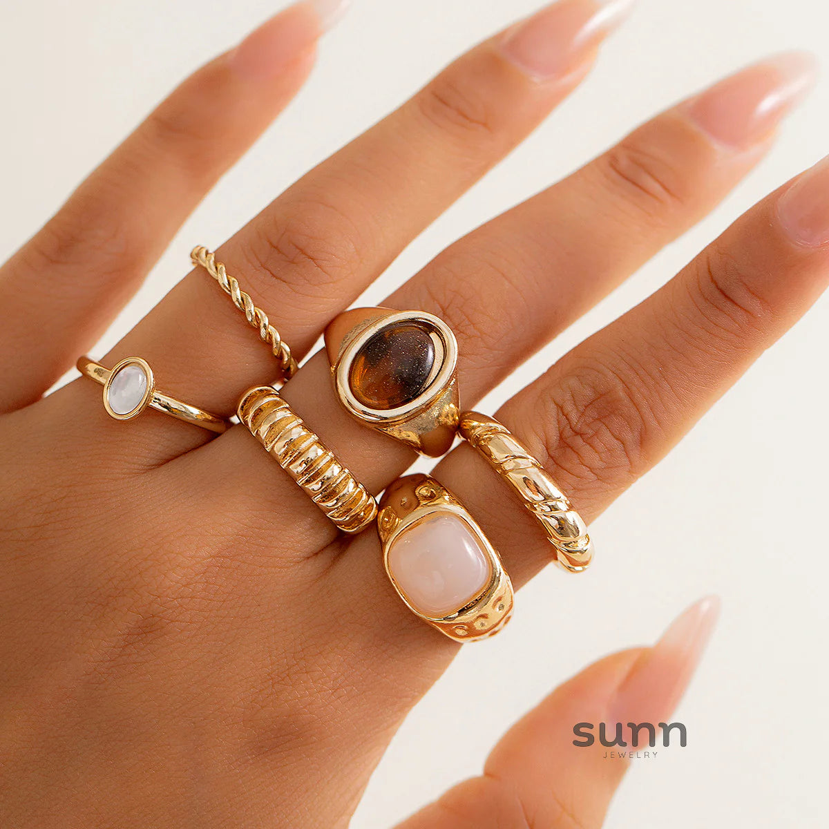 Aleana Irregular Gemstone Rings
