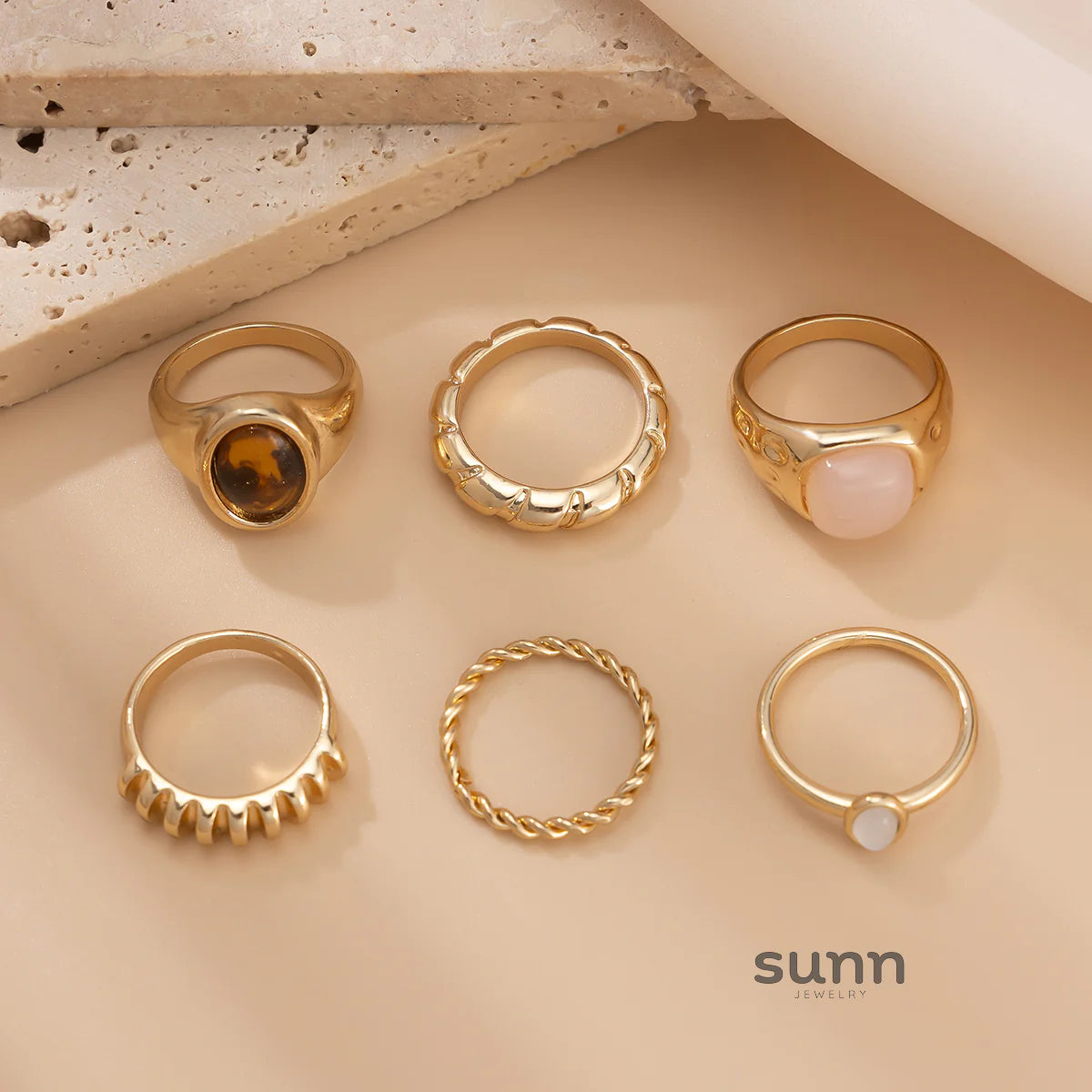Aleana Irregular Gemstone Rings