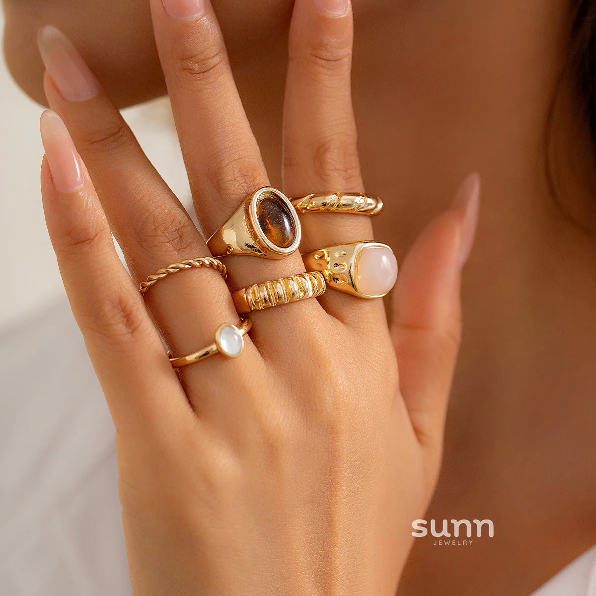 Aleana Irregular Gemstone Rings