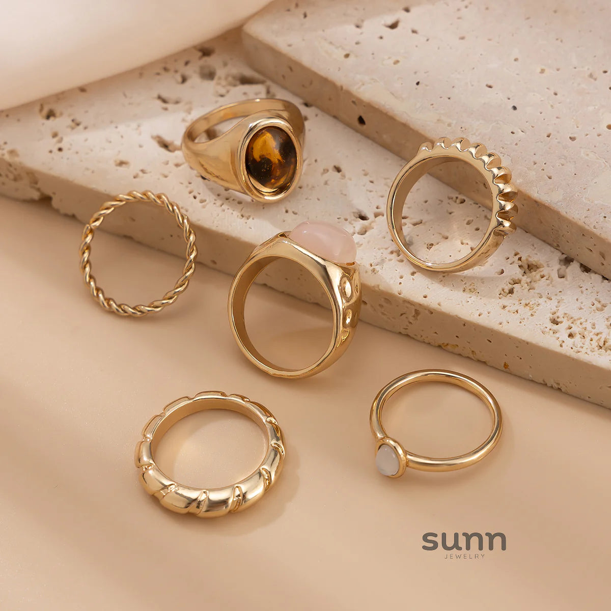 Aleana Irregular Gemstone Rings