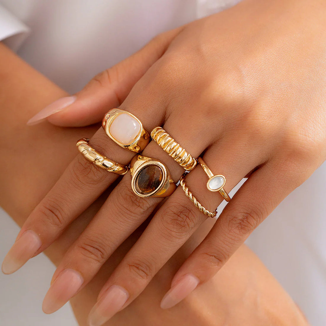 Aleana Irregular Gemstone Rings