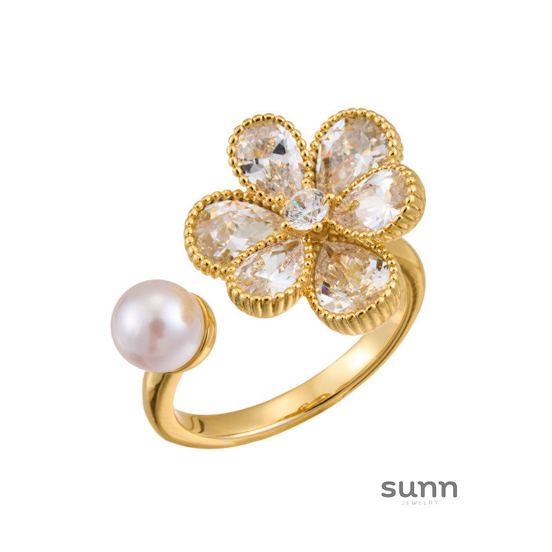 Aleia Floral Pearl Ring [SPFDBPJ7]