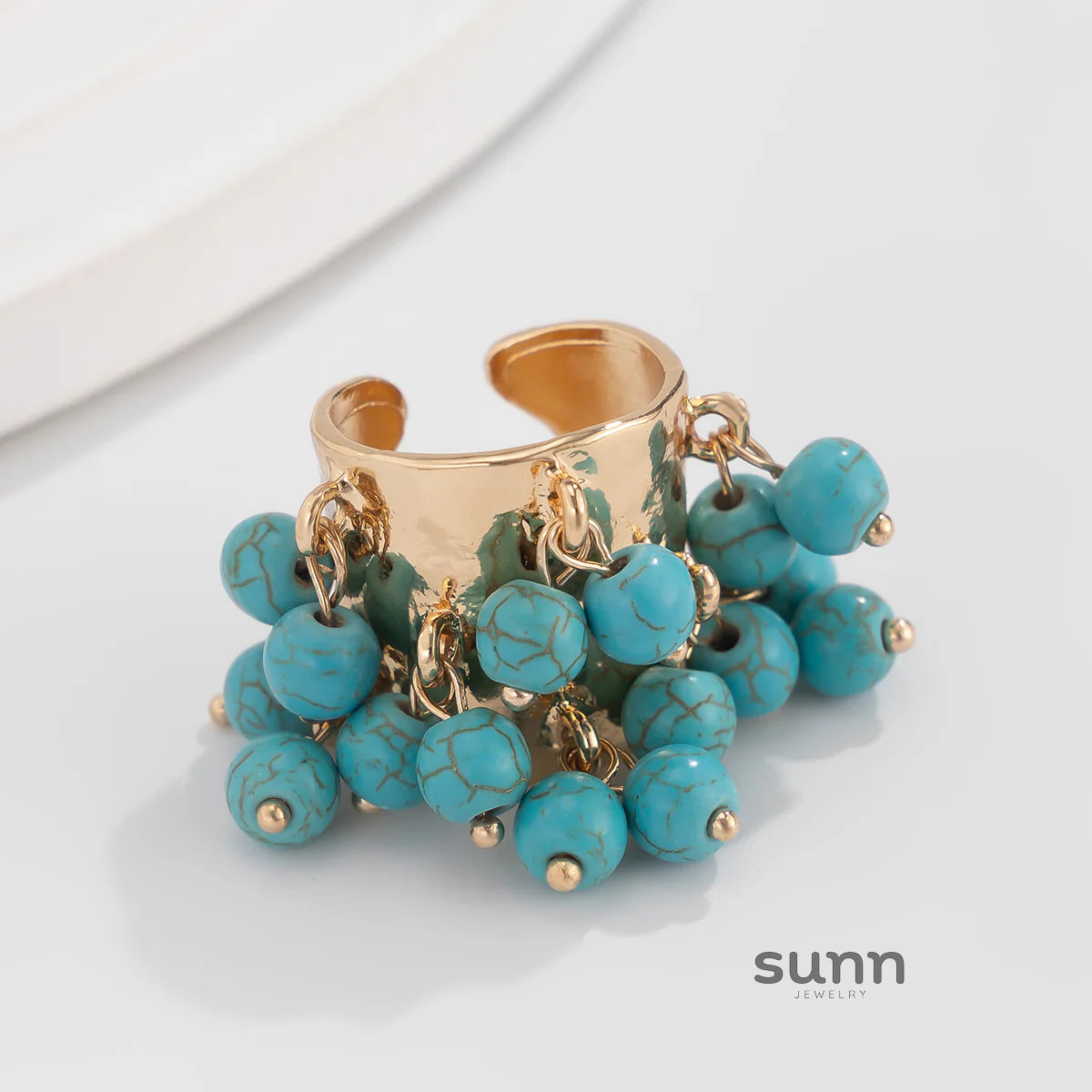 Aleina Chunky Beaded Open Ring