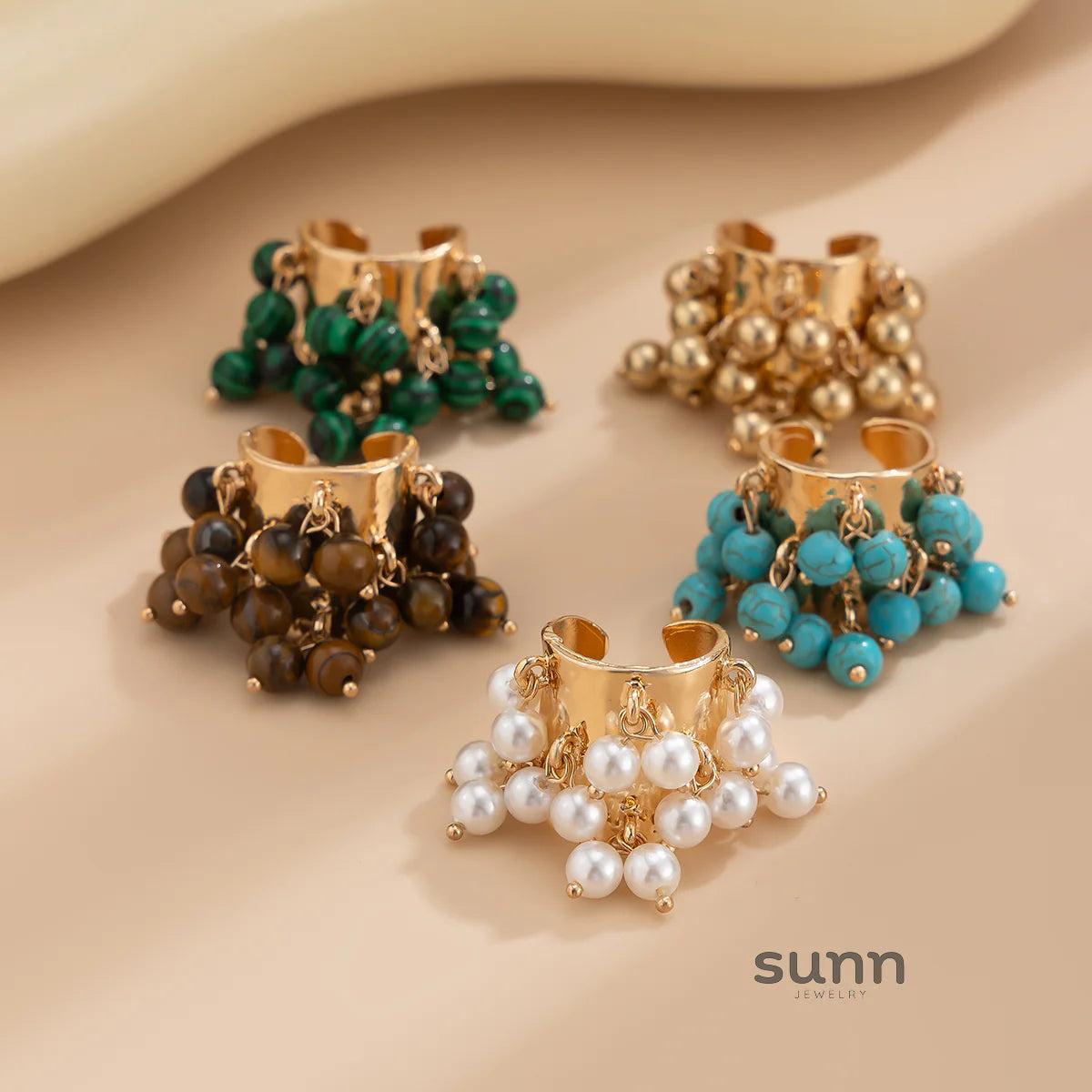 Aleina Chunky Beaded Open Ring