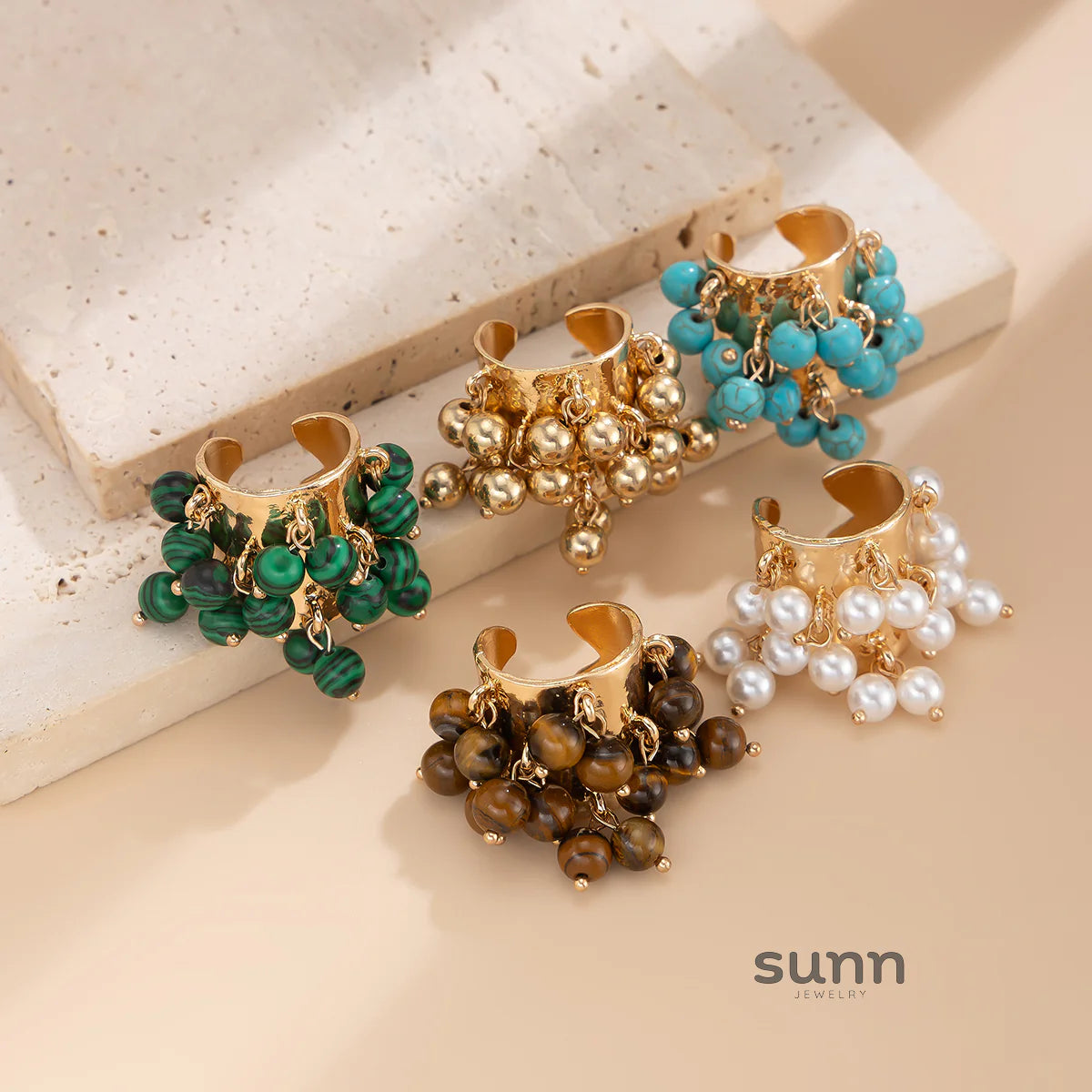 Aleina Chunky Beaded Open Ring