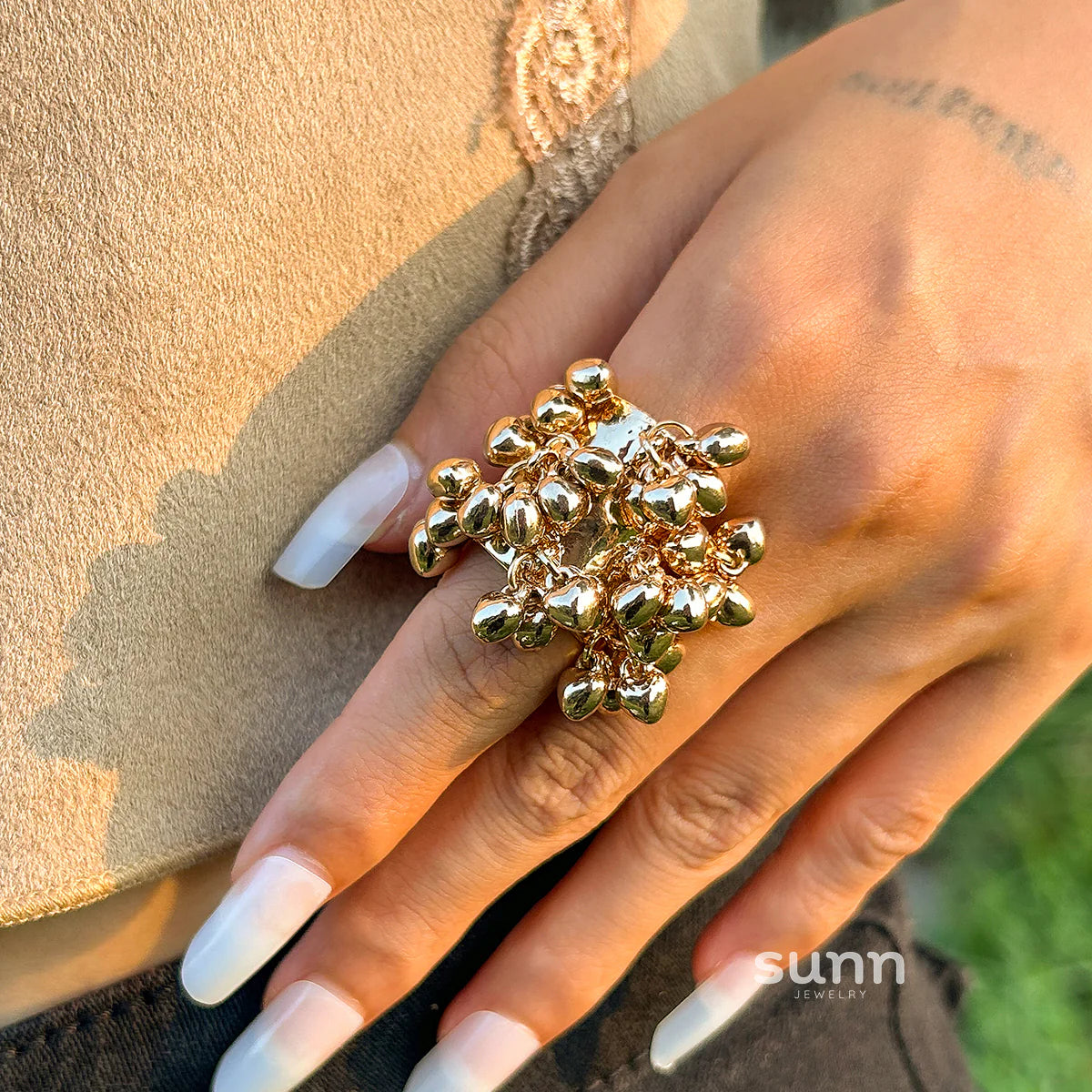 Aleina Chunky Beaded Open Ring