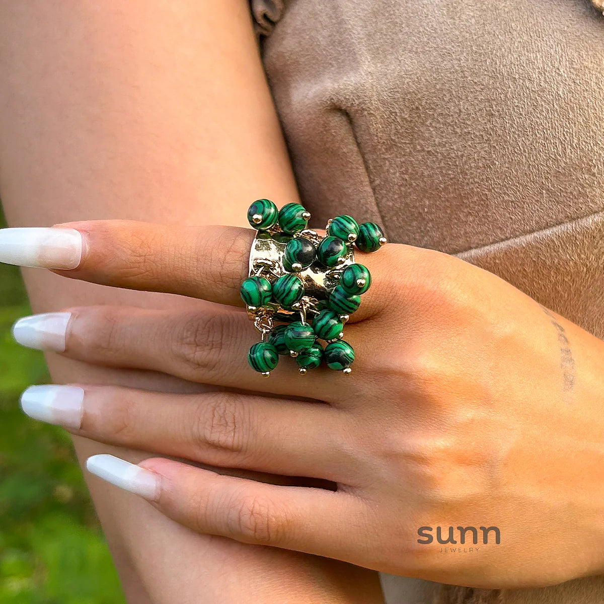 Aleina Chunky Beaded Open Ring