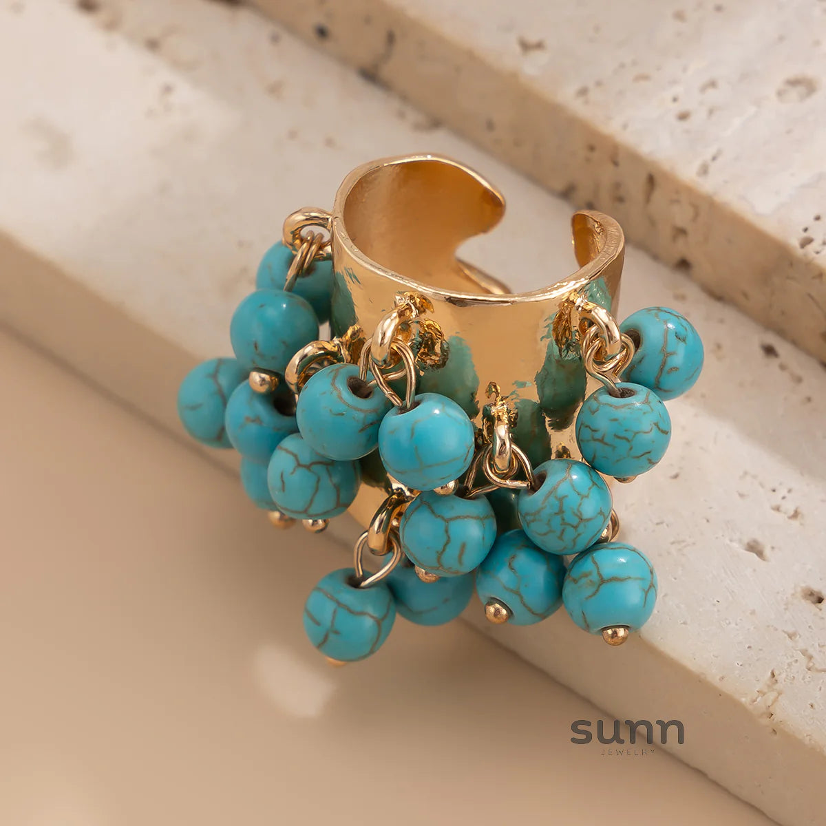 Aleina Chunky Beaded Open Ring