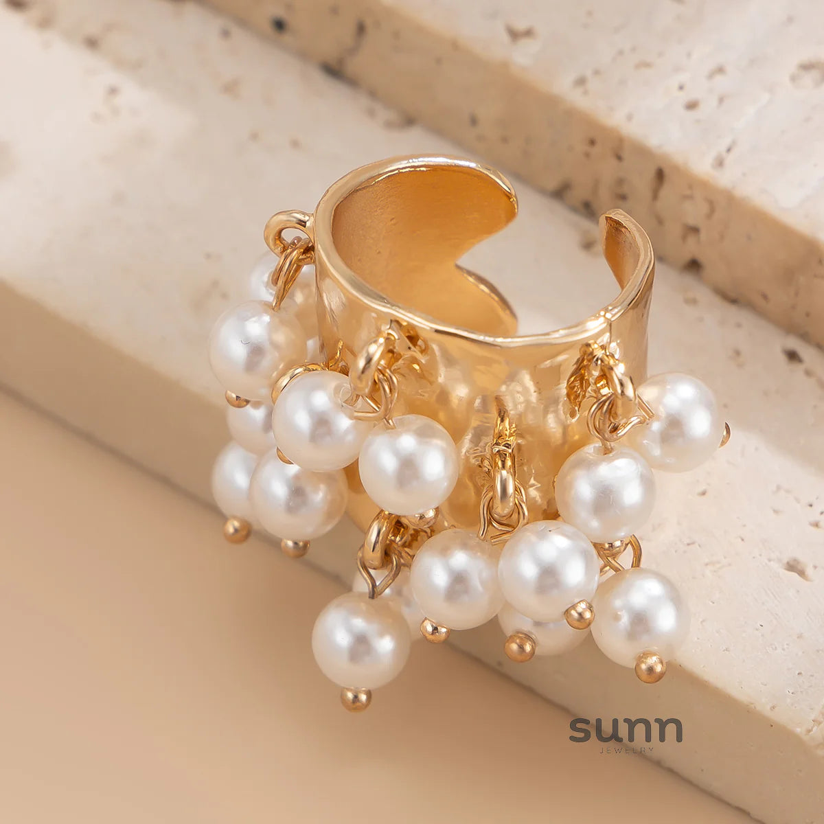 Aleina Chunky Beaded Open Ring