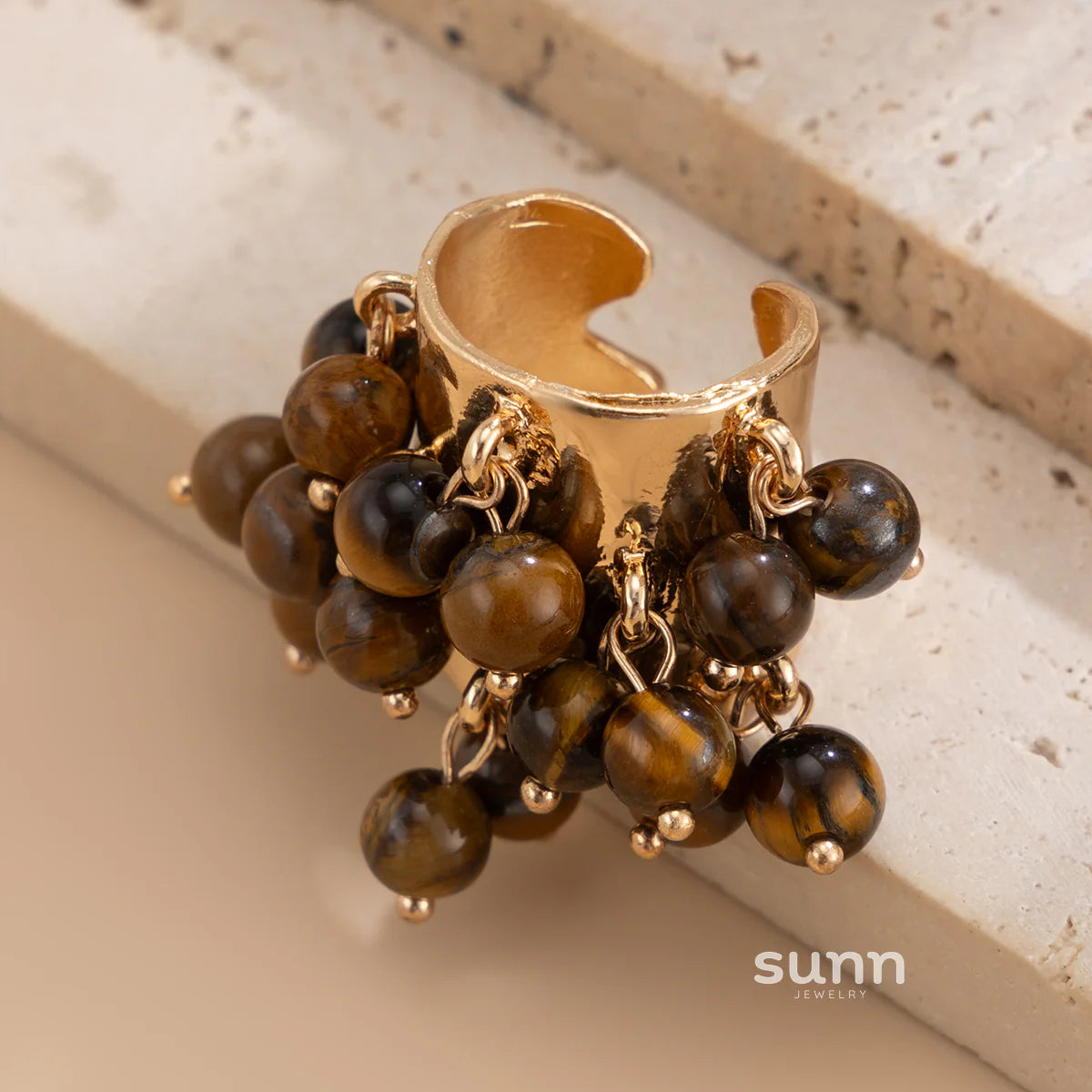 Aleina Chunky Beaded Open Ring