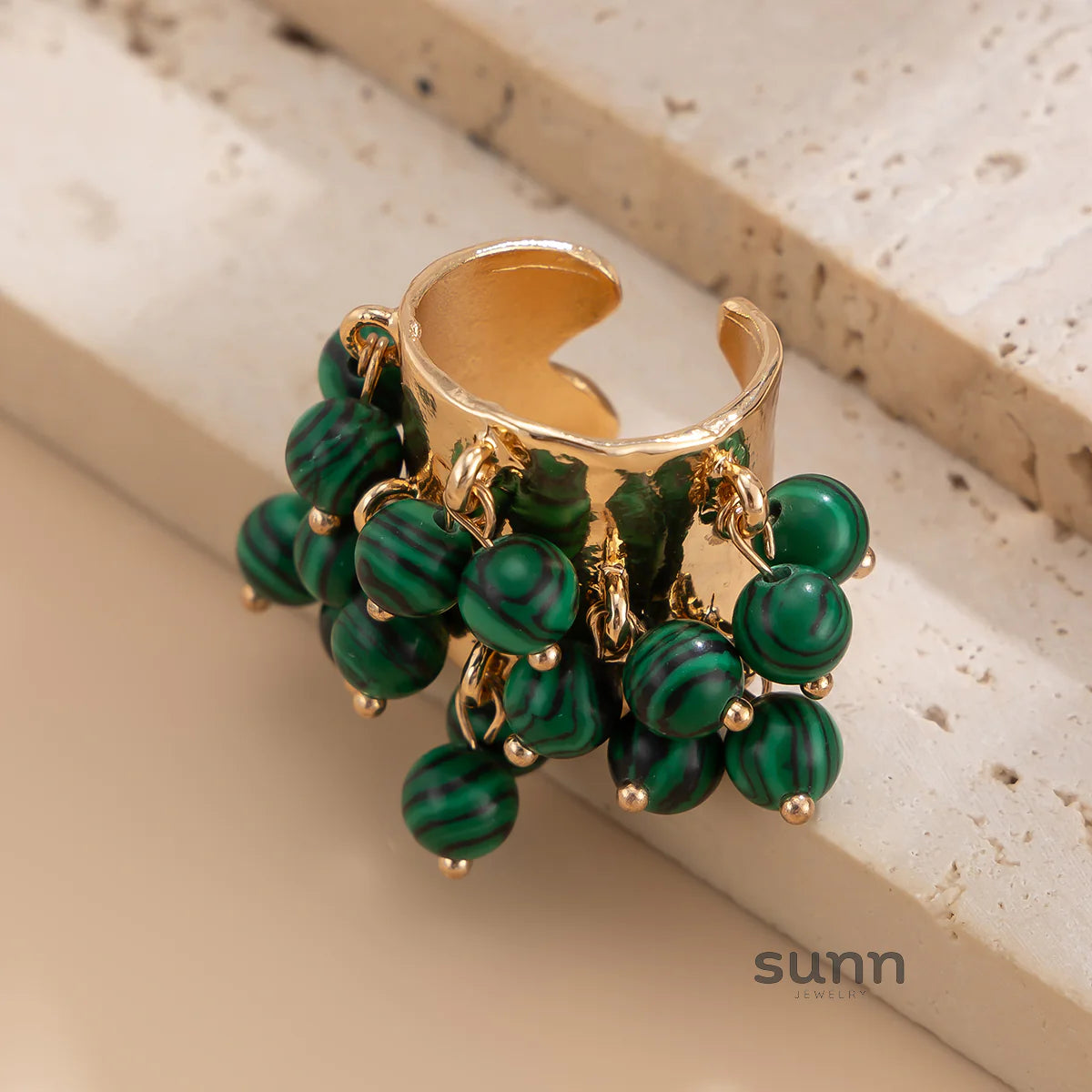 Aleina Chunky Beaded Open Ring