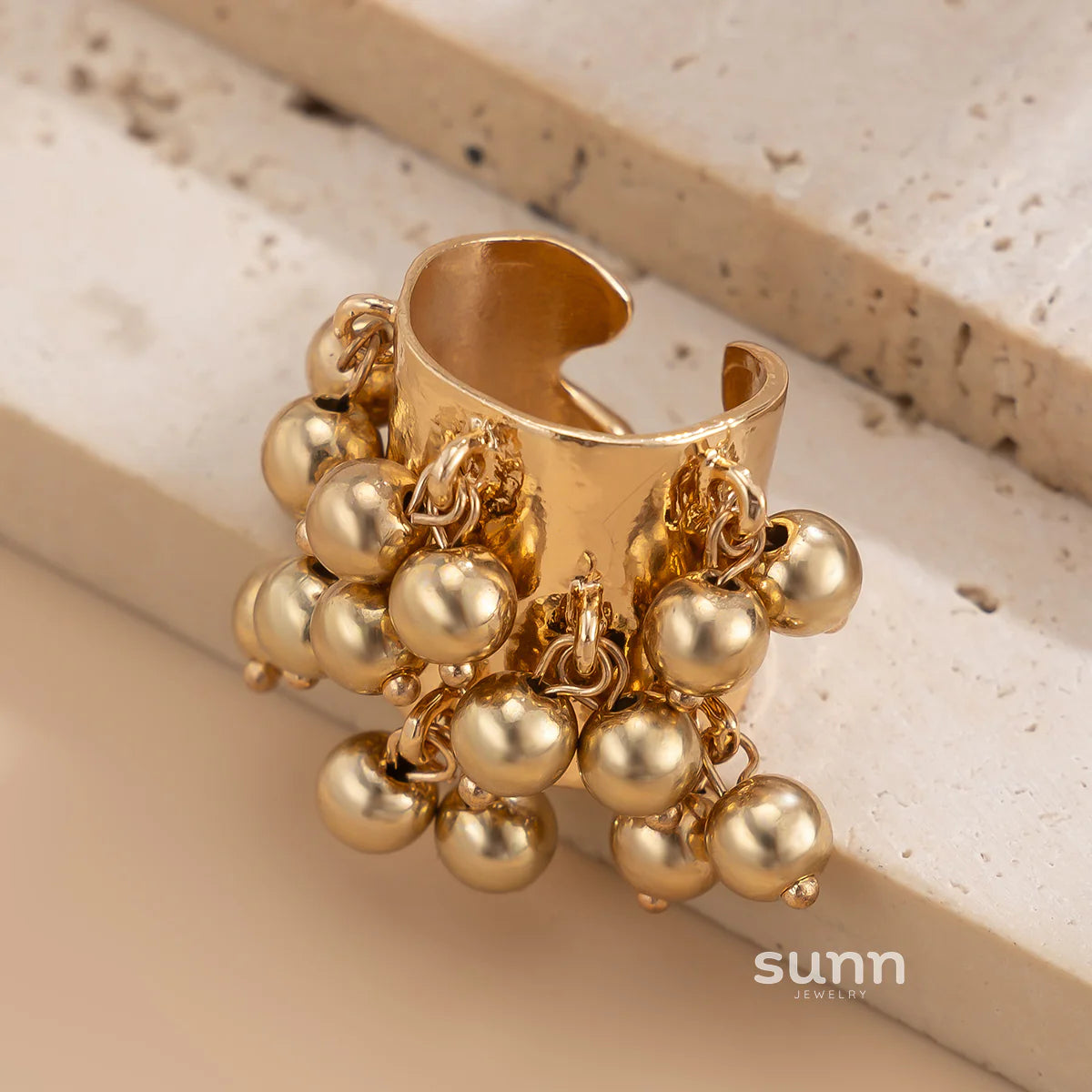 Aleina Chunky Beaded Open Ring