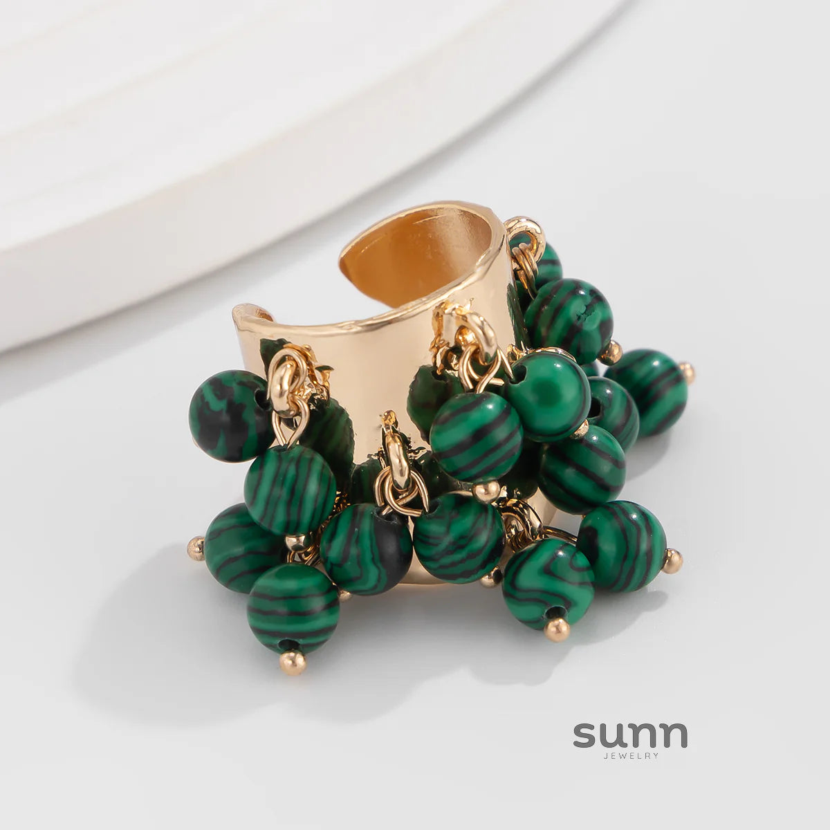 Aleina Chunky Beaded Open Ring
