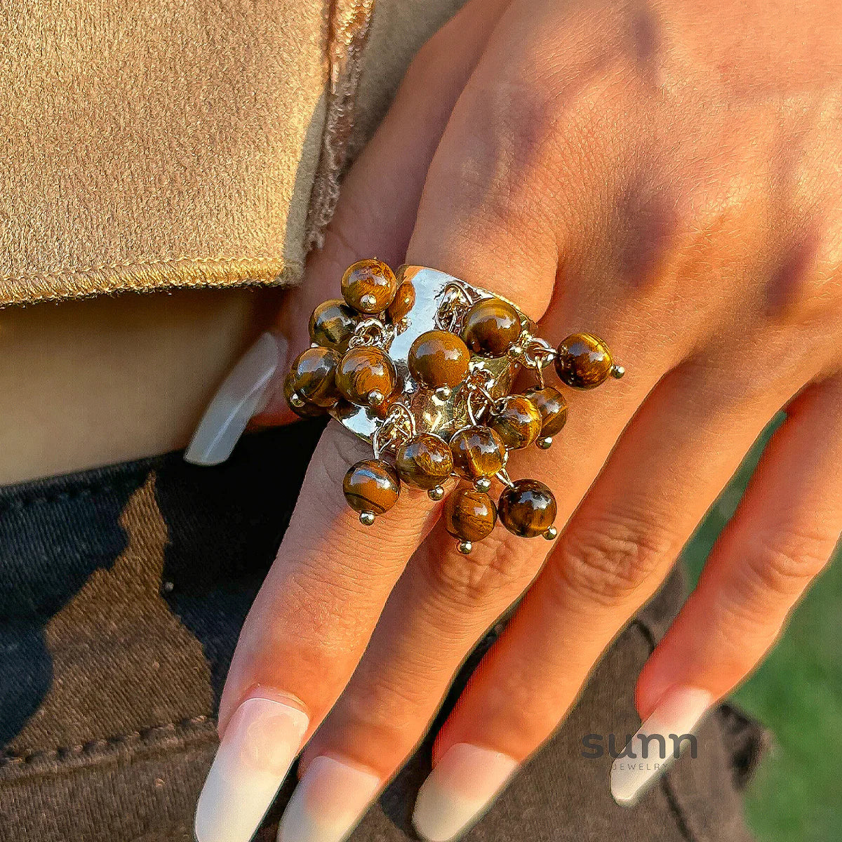 Aleina Chunky Beaded Open Ring