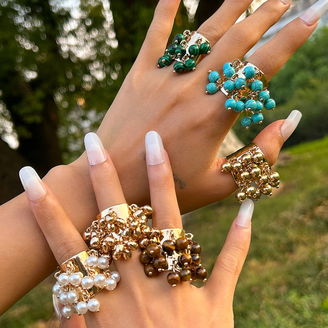 Aleina Chunky Beaded Open Ring